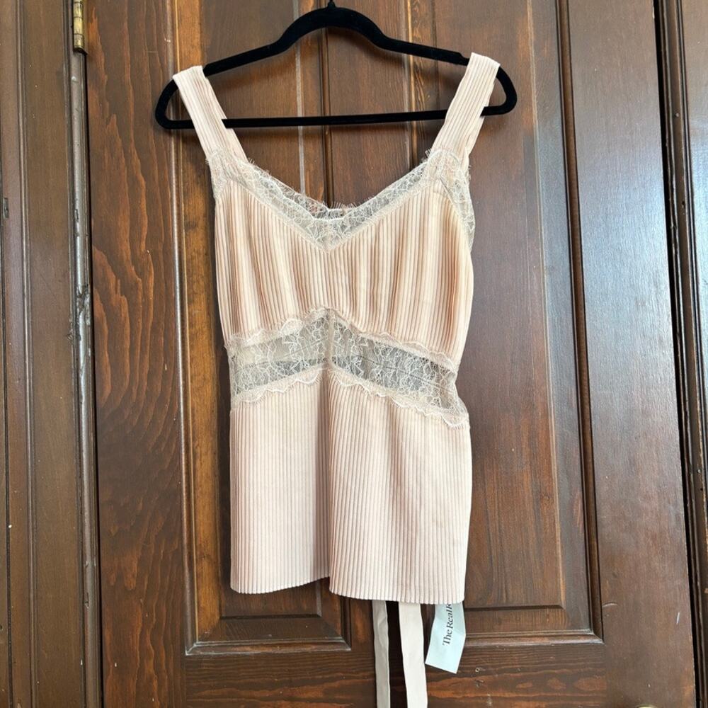 Sleeping With Jacques Osiris Silk Camisole Lace Pleated Top US 6
